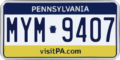 PA license plate MYM9407