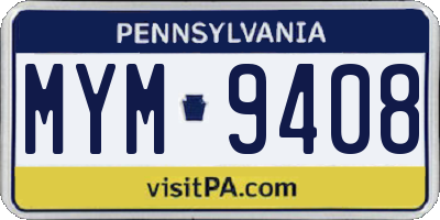 PA license plate MYM9408