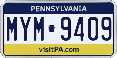 PA license plate MYM9409