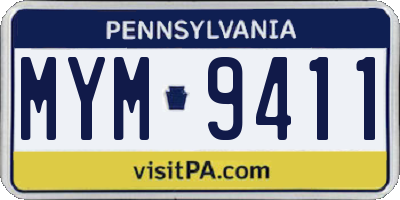 PA license plate MYM9411