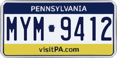 PA license plate MYM9412