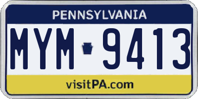 PA license plate MYM9413