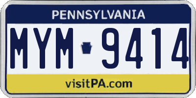 PA license plate MYM9414