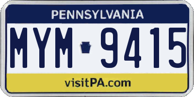 PA license plate MYM9415