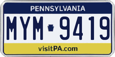 PA license plate MYM9419