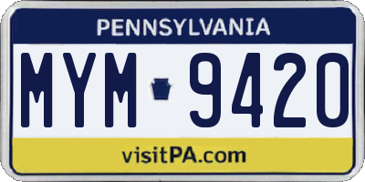 PA license plate MYM9420
