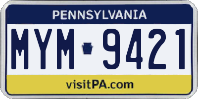 PA license plate MYM9421