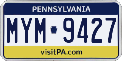 PA license plate MYM9427