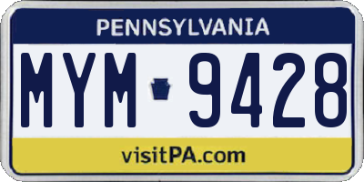 PA license plate MYM9428