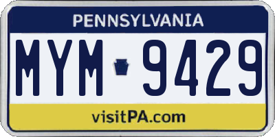 PA license plate MYM9429