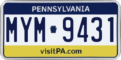 PA license plate MYM9431