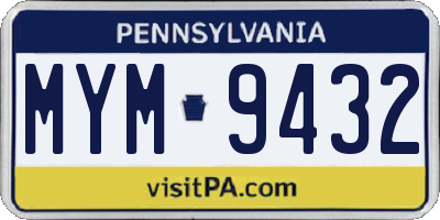 PA license plate MYM9432