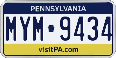 PA license plate MYM9434