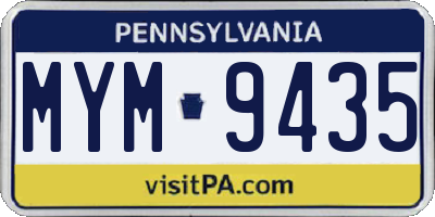 PA license plate MYM9435