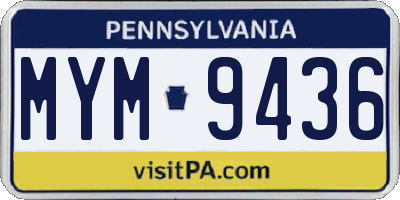 PA license plate MYM9436