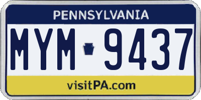 PA license plate MYM9437