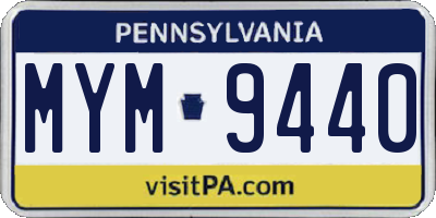 PA license plate MYM9440