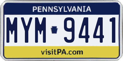 PA license plate MYM9441
