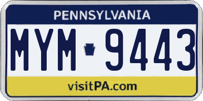 PA license plate MYM9443