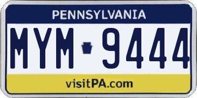 PA license plate MYM9444