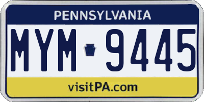 PA license plate MYM9445
