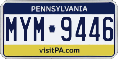 PA license plate MYM9446