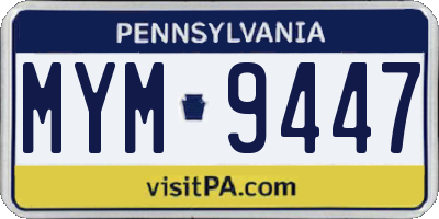 PA license plate MYM9447
