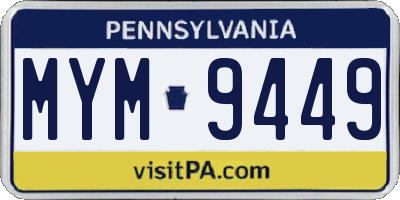 PA license plate MYM9449