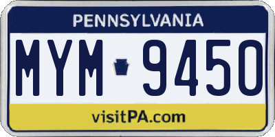 PA license plate MYM9450