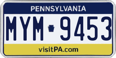 PA license plate MYM9453