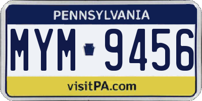 PA license plate MYM9456