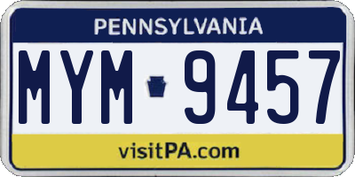 PA license plate MYM9457