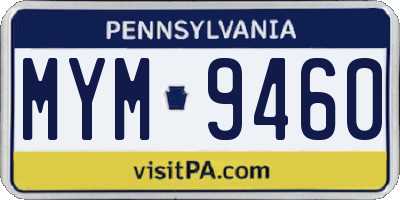 PA license plate MYM9460