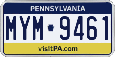 PA license plate MYM9461