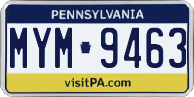 PA license plate MYM9463