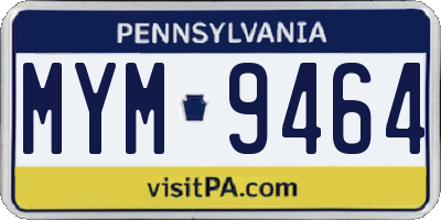 PA license plate MYM9464