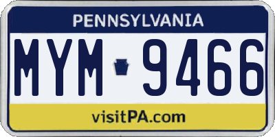 PA license plate MYM9466