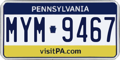 PA license plate MYM9467