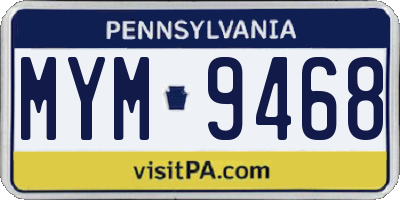 PA license plate MYM9468