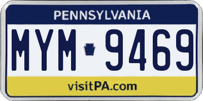 PA license plate MYM9469