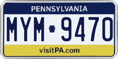 PA license plate MYM9470