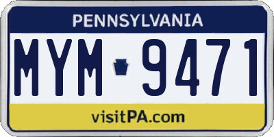 PA license plate MYM9471
