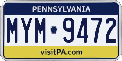 PA license plate MYM9472