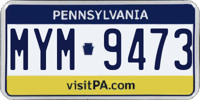PA license plate MYM9473