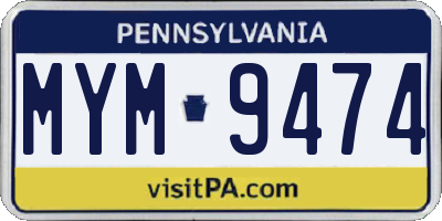 PA license plate MYM9474