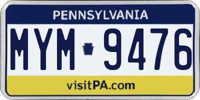 PA license plate MYM9476