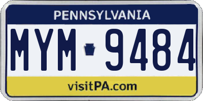 PA license plate MYM9484