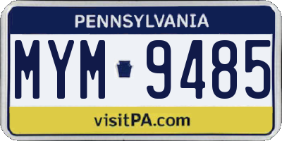 PA license plate MYM9485