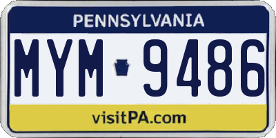 PA license plate MYM9486
