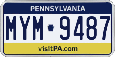 PA license plate MYM9487